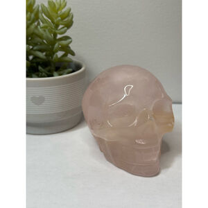 Rose Quartz Skull Carving